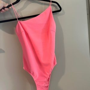 Princess Polly Hot pink one shoulder body suit